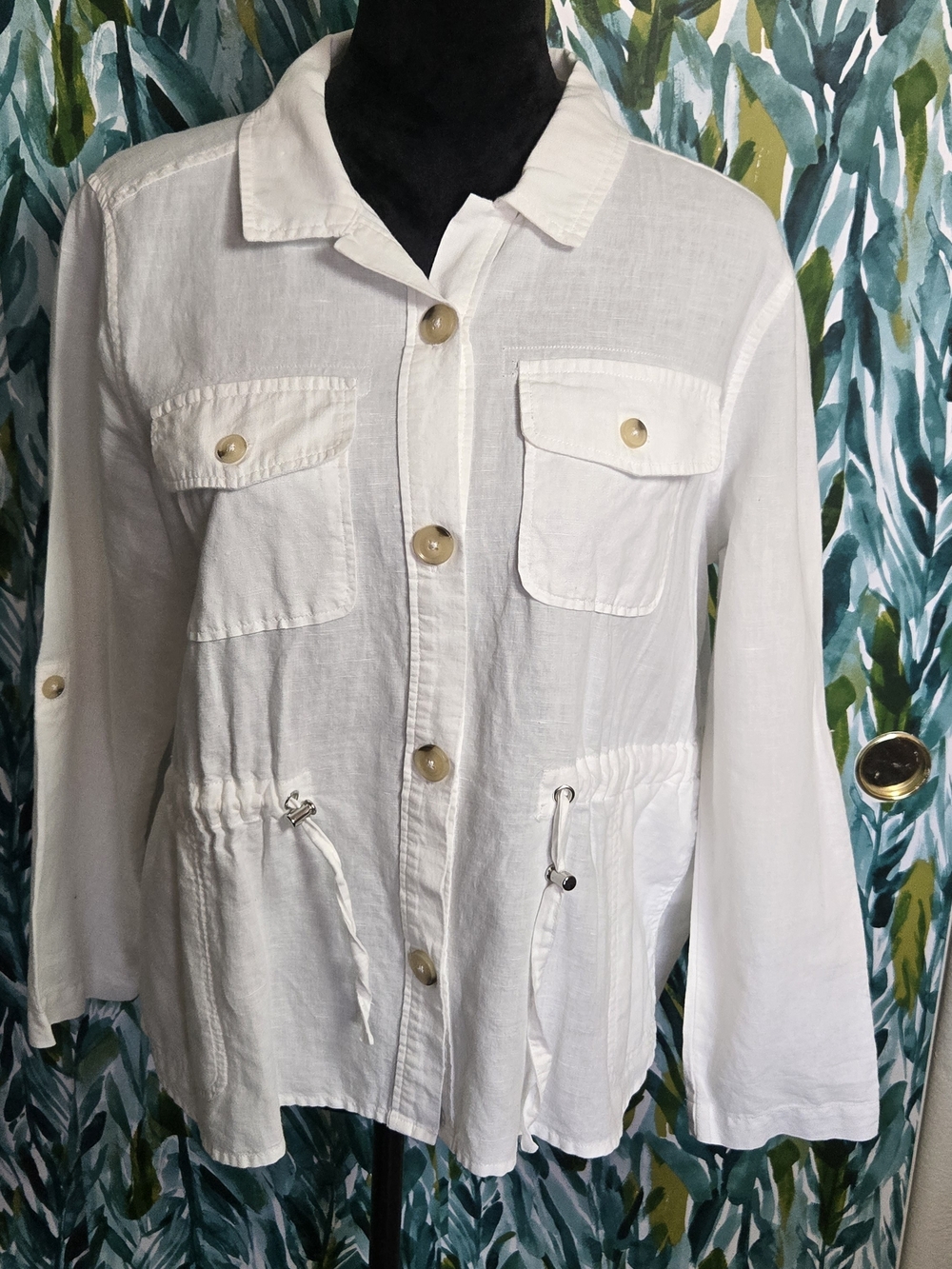 Liz Claiborne White Utility Button-Front Jacket
